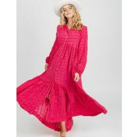 Free People Edie Maxi Dress - Vibrant Hot Pink - Picture 13 of 15
